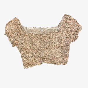 Aerie Shirred Puff Sleeve Crop Top